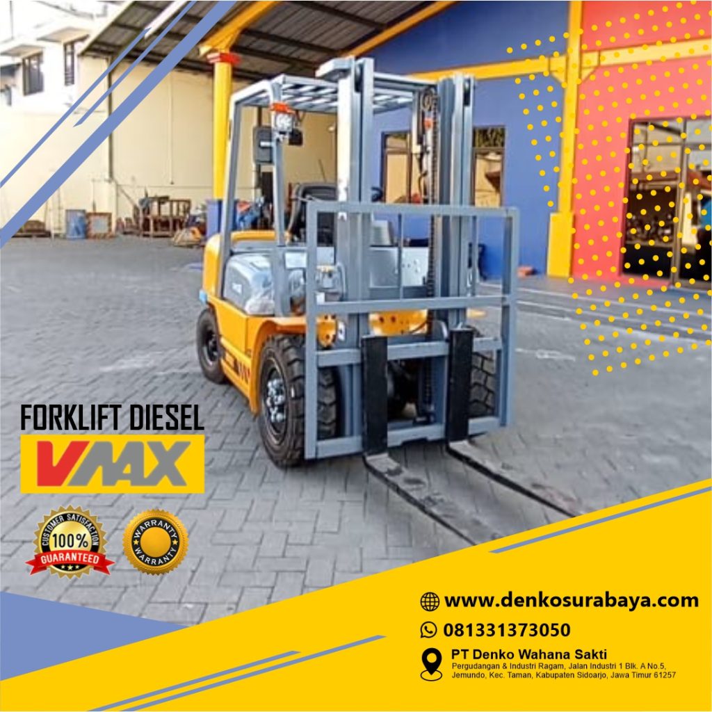 Forklift diesel vmax berbahan bakar solar dan bermesin isuzu